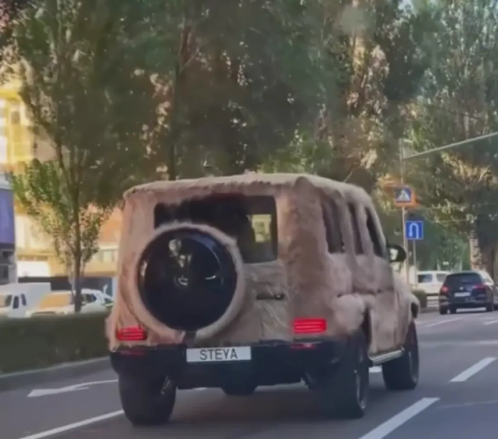 У Києві помітили «пухнастий» Mercedes: чи допомагає хутро захистити авто від холоду