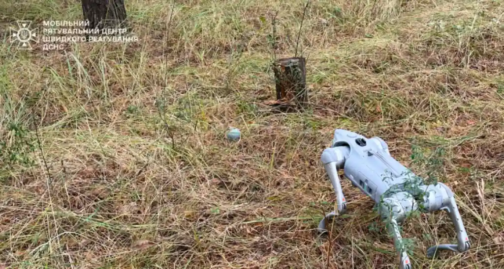 На Київщині робот-пес допоміг саперам виявити вибухонебезпечні касетні елементи