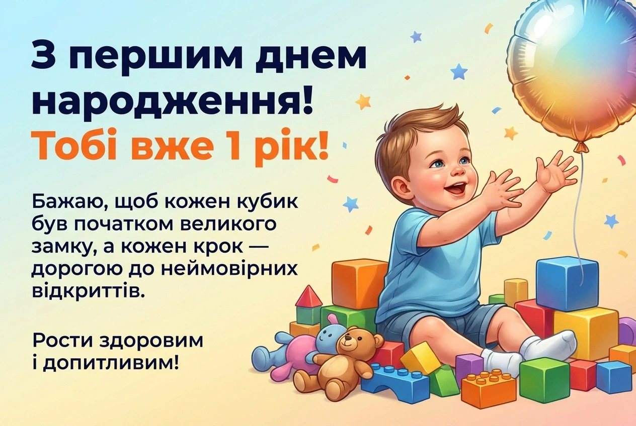 привітання з днем народження 1 рік хлопчику