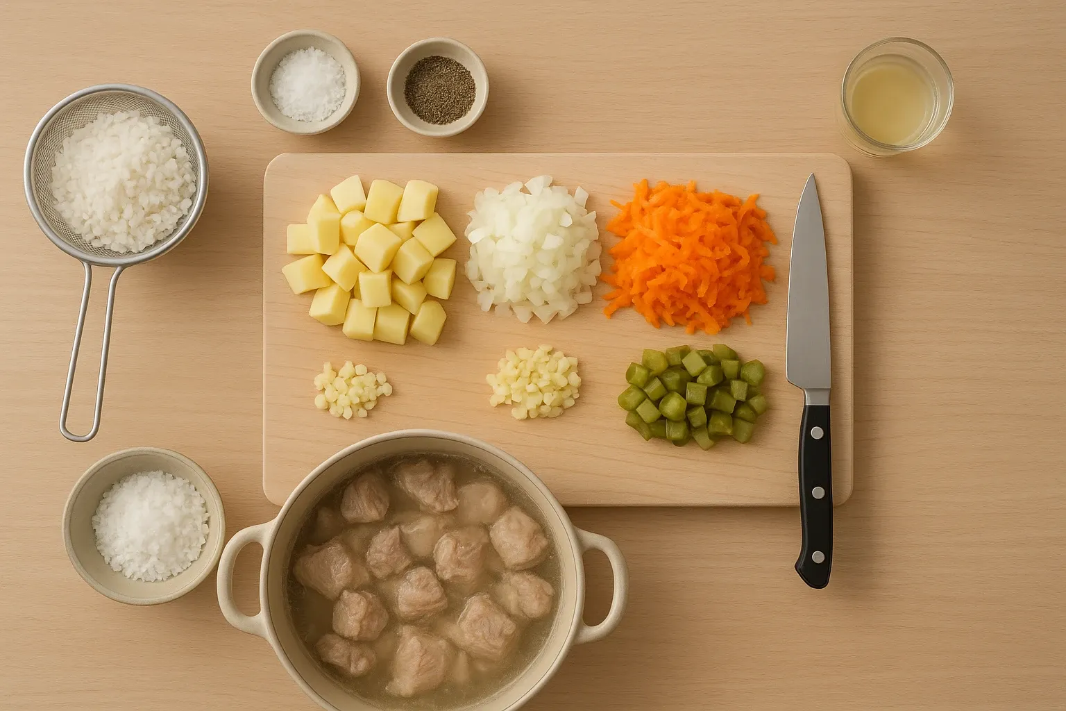 рассольник с рисом и маринованными огурцами