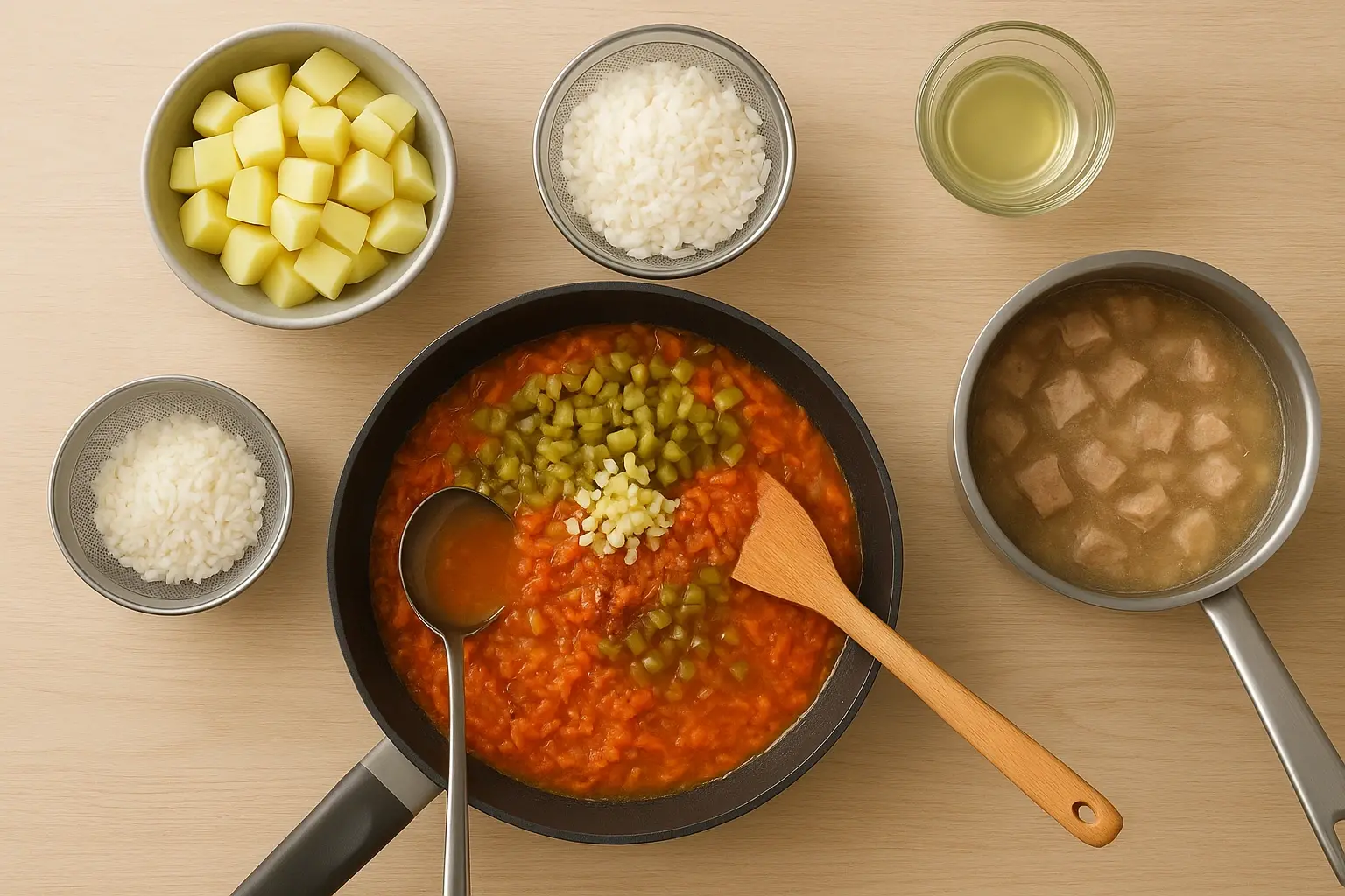 рассольник с рисом и маринованными огурцами
