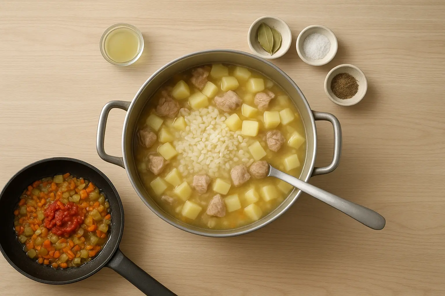 рассольник с рисом и маринованными огурцами