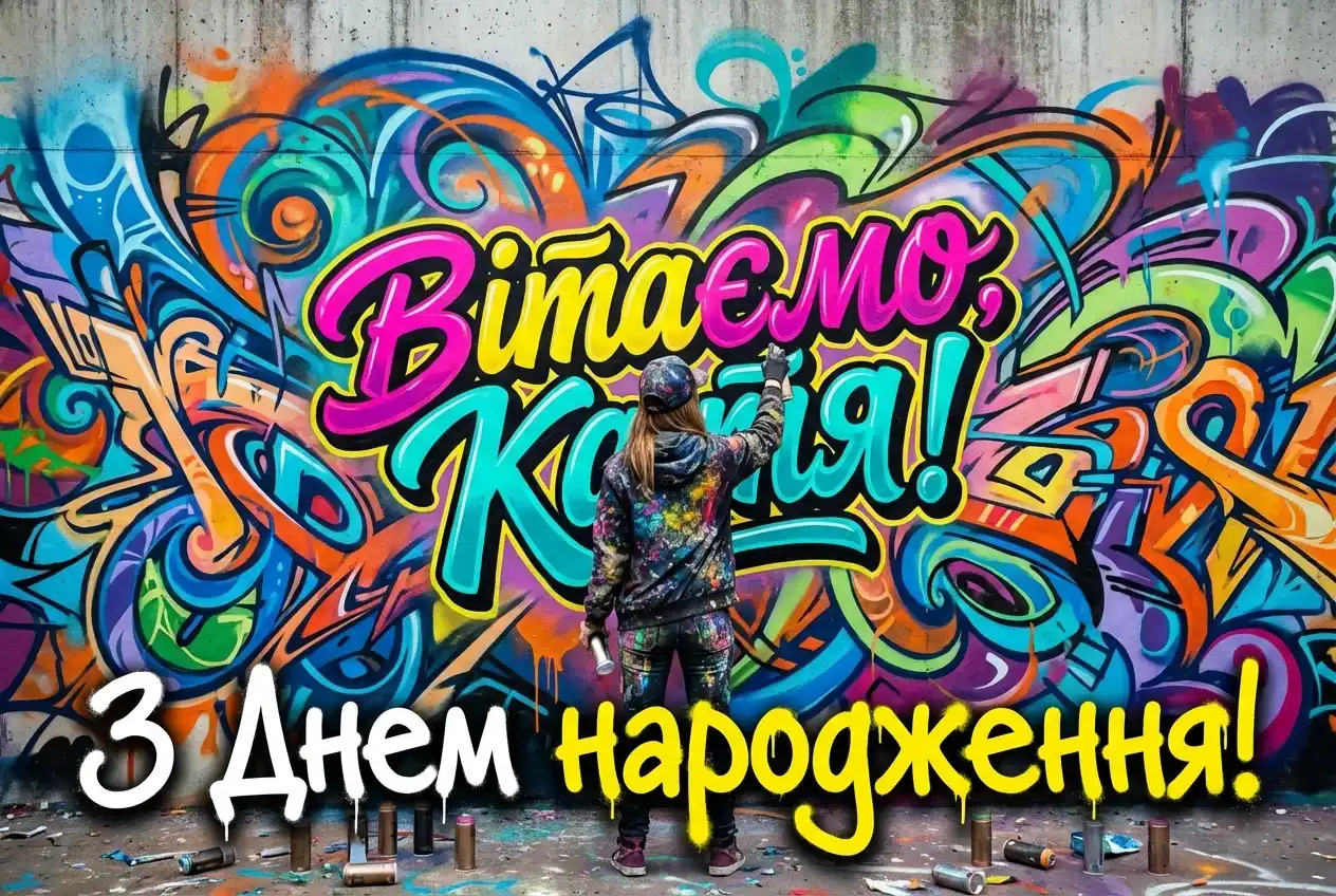 картинки з днем народження, катя українською
