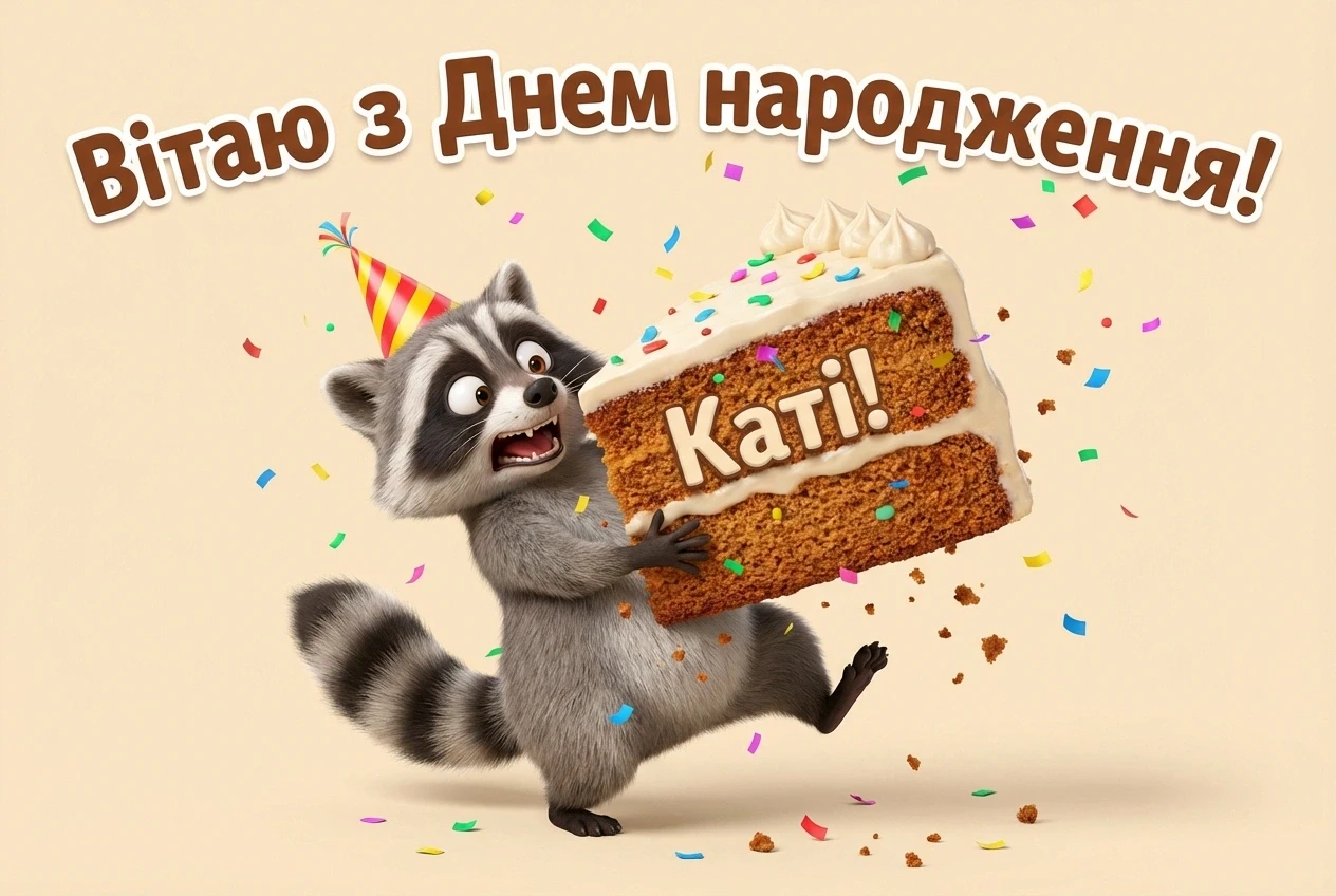 картинки з днем народження, катя українською