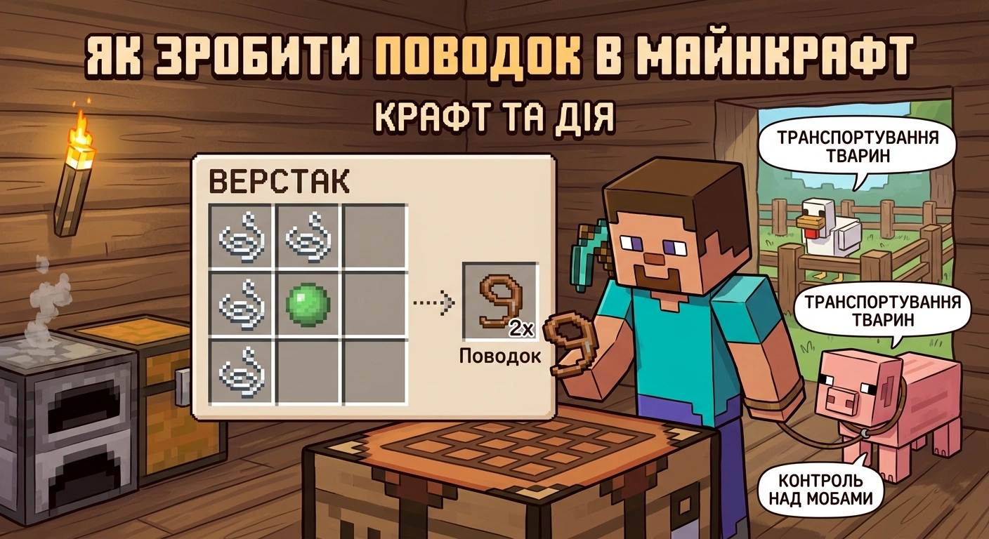 Як зробити поводок у Майнкрафті