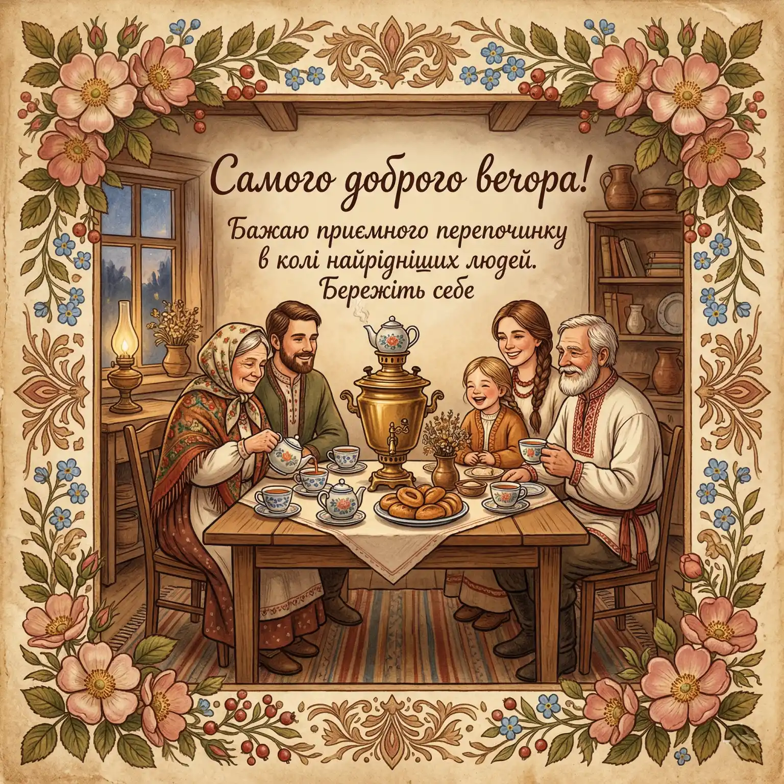 Самого доброго вечора: щирі привітання та красиві листівки для душевного відпочинку
