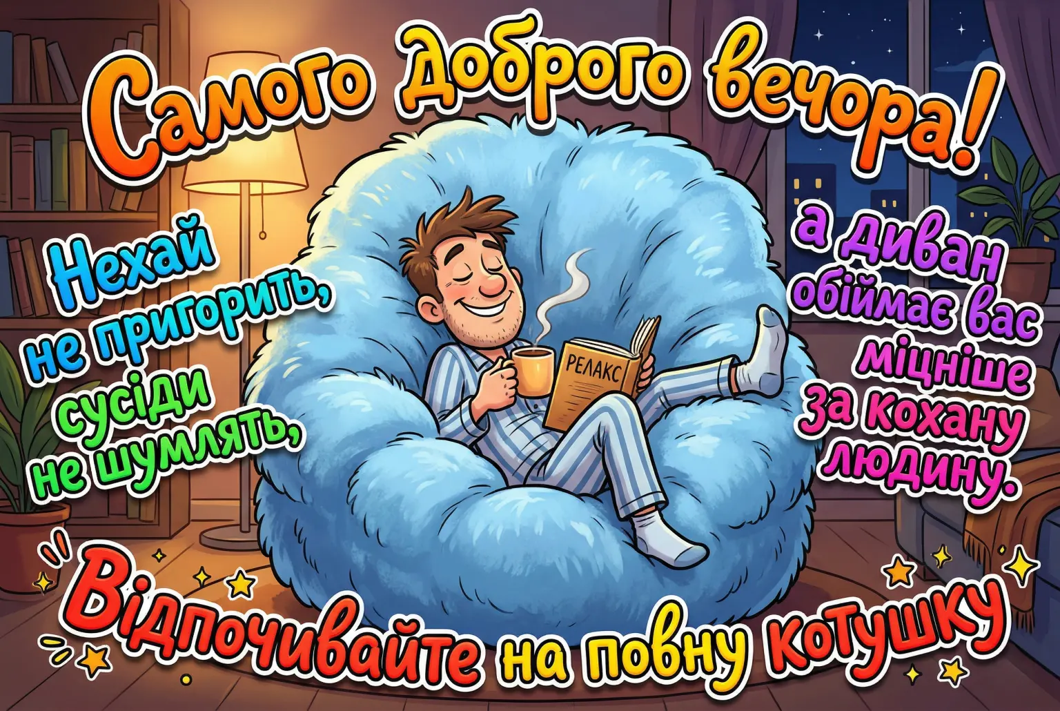 Самого доброго вечора: щирі привітання та красиві листівки для душевного відпочинку