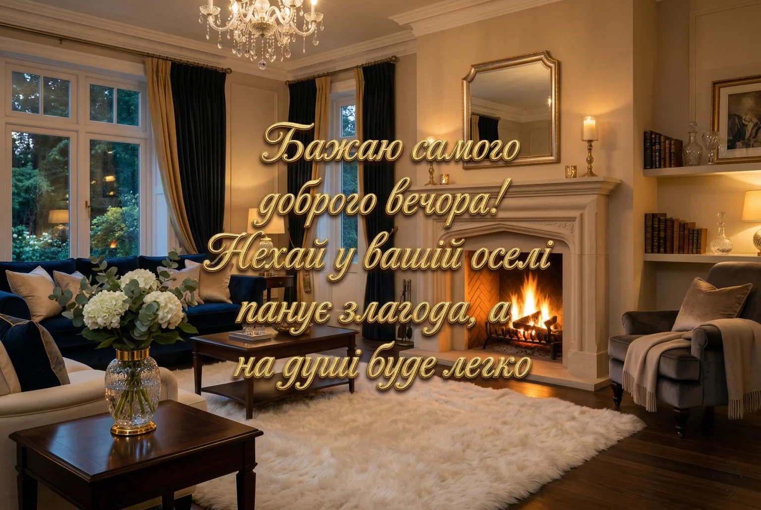Самого доброго вечора: щирі привітання та красиві листівки для душевного відпочинку