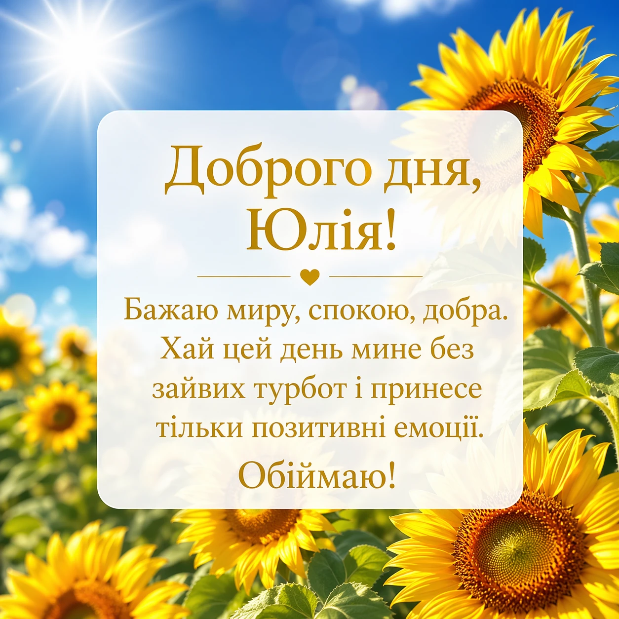 Доброго дня, Юлія: найкращі картинки та душевні вітання для гарного настрою