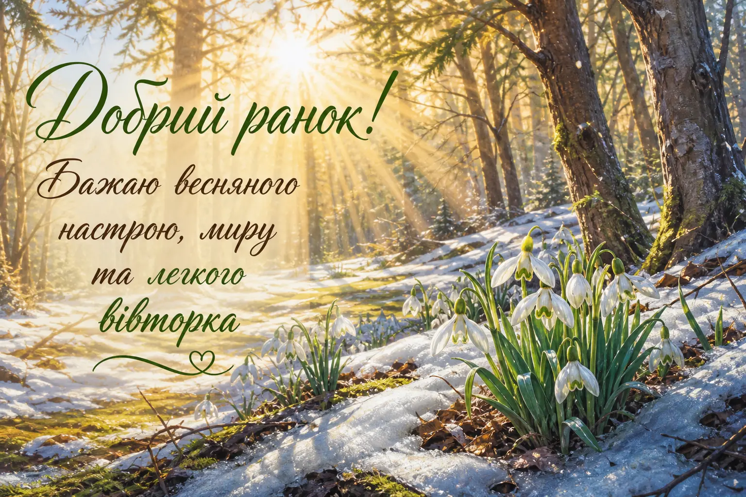 Добрий ранок, весна: картинки та найтепліші побажання для гарного вівторка