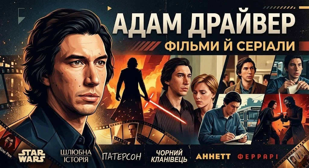 Повна фільмографія Адама Драйвера за жанрами та роками