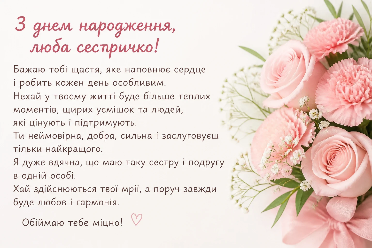 Привітання з днем народження сестрі своїми словами