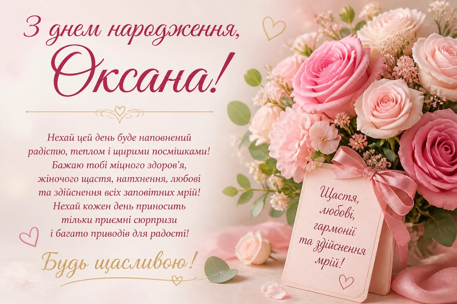 Привітання з днем народження Оксана