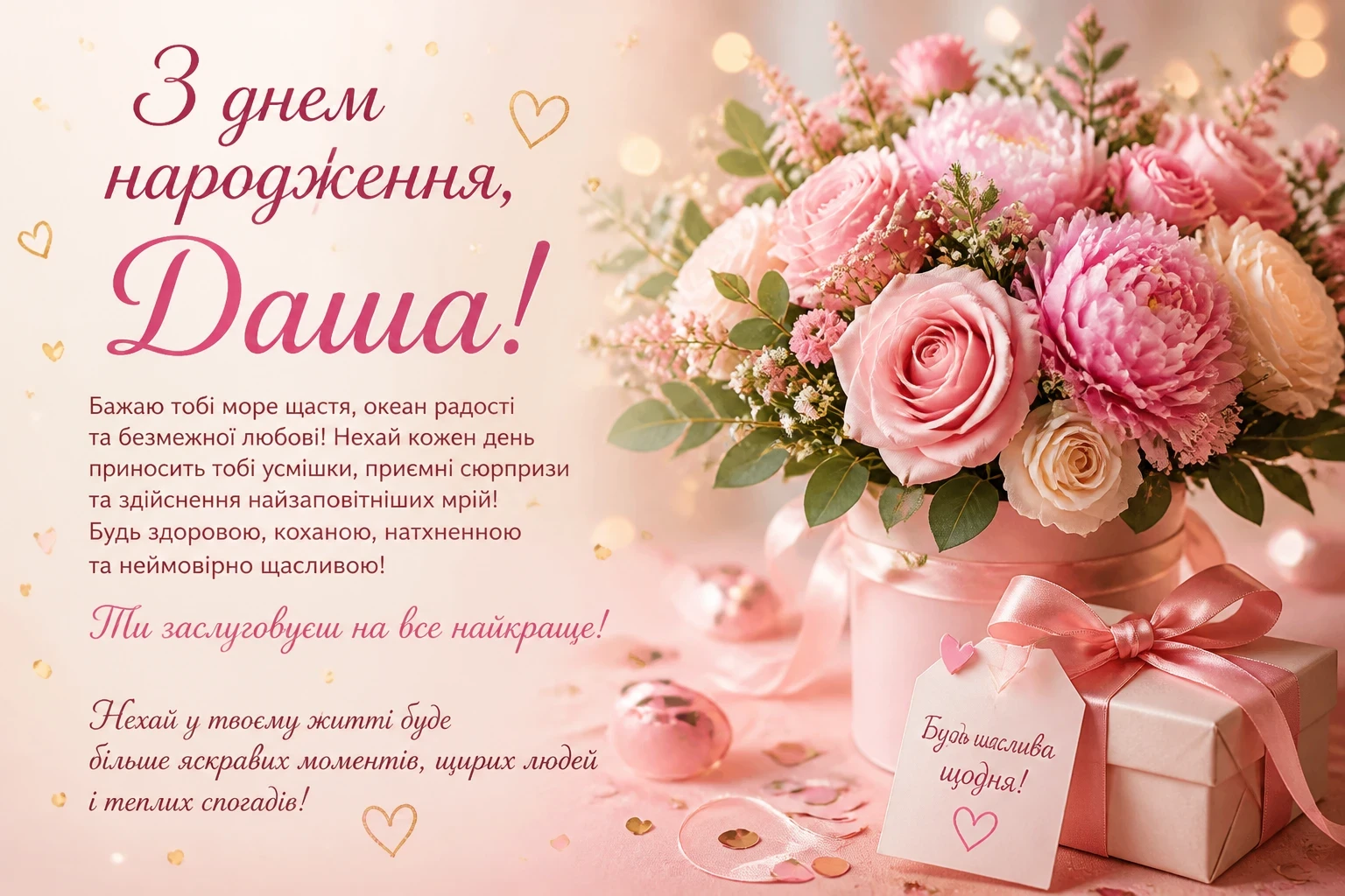Привітання з днем народження для Даші