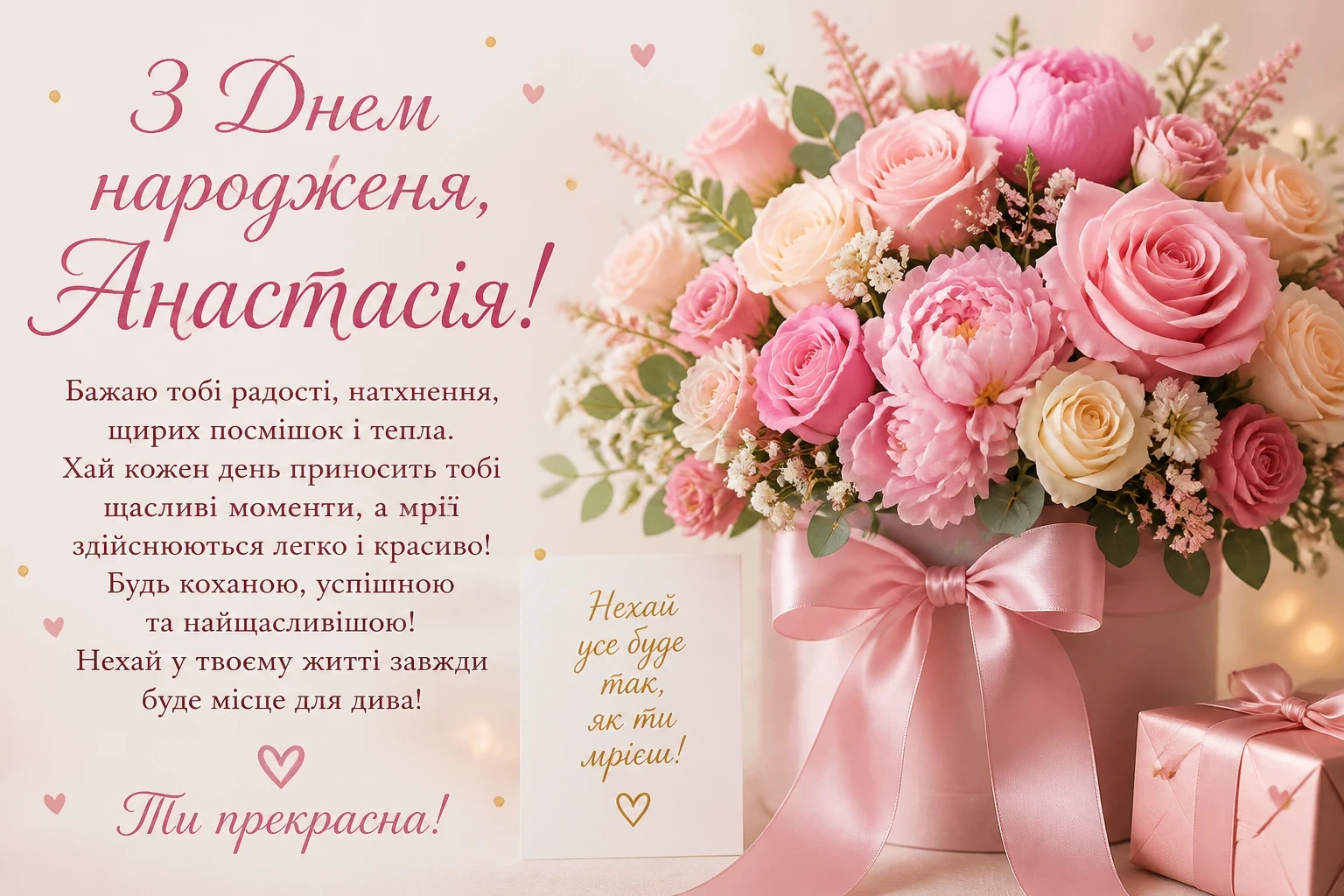 Привітання з днем народження для Анастасії