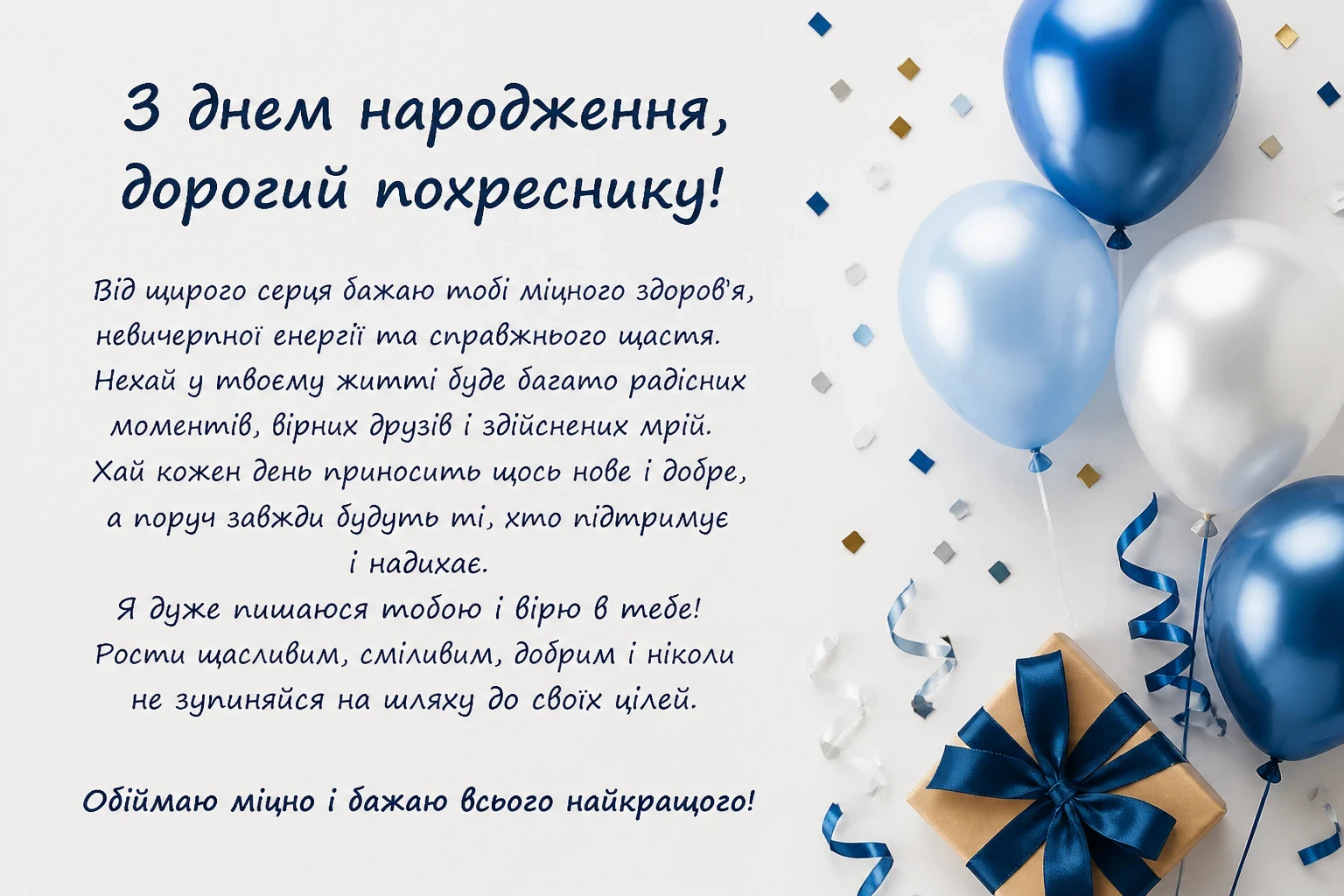 Привітання з днем народження похреснику своїми словами