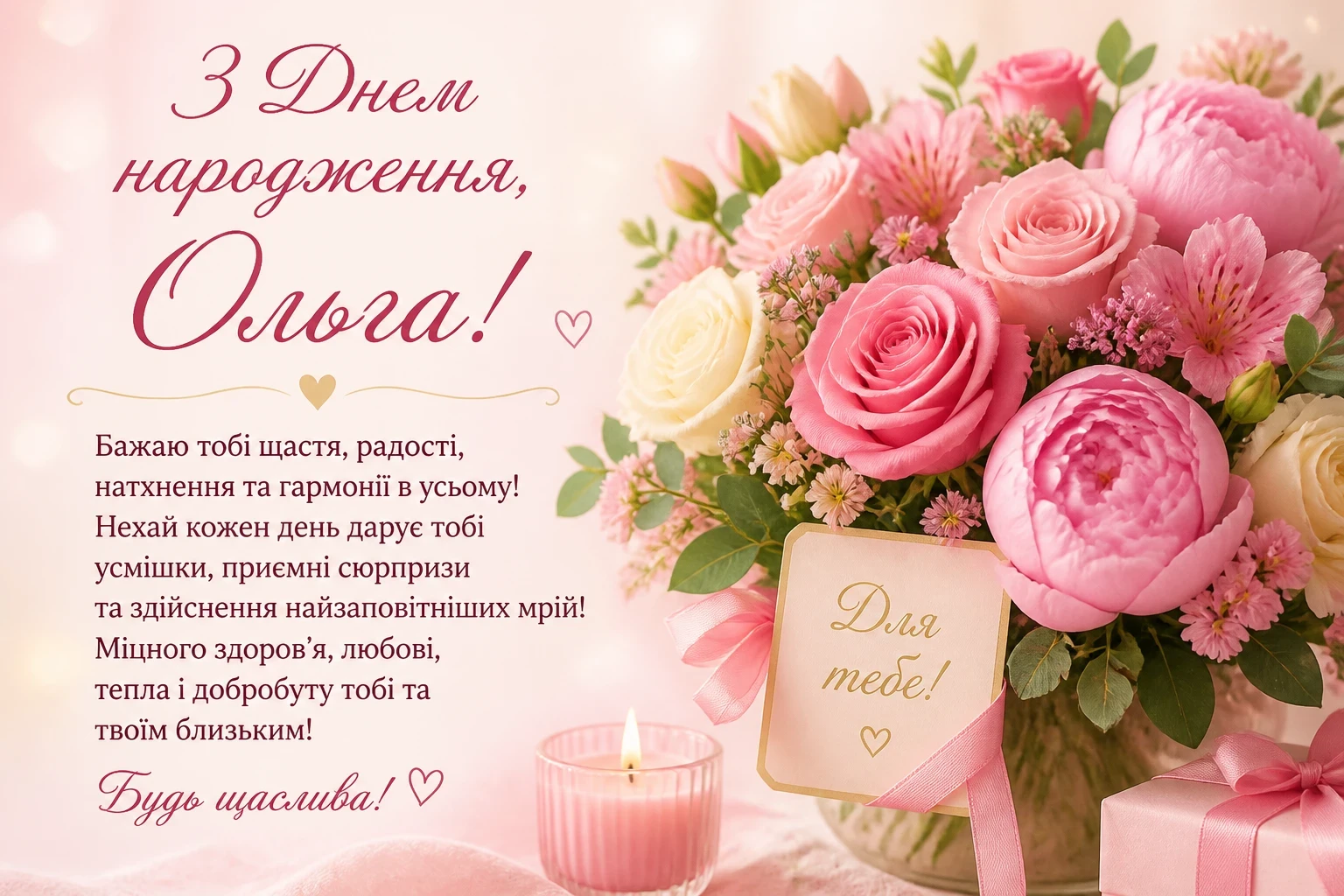 Привітання з днем народження для Ольги