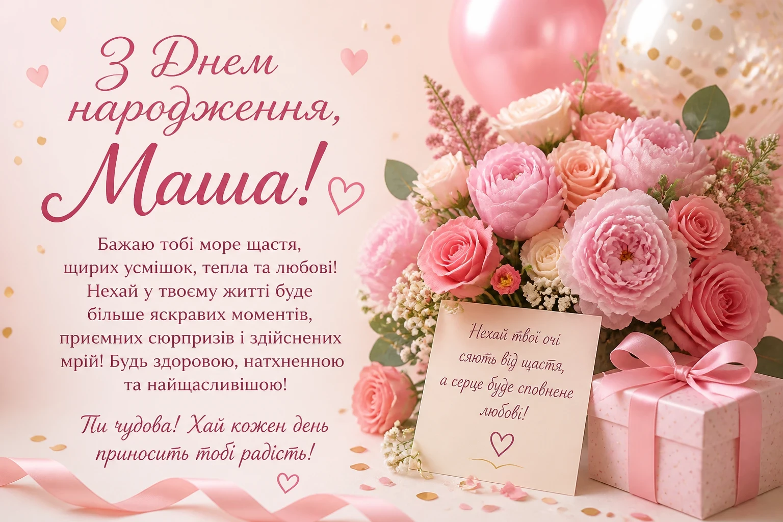 Привітання з днем народження для Маші