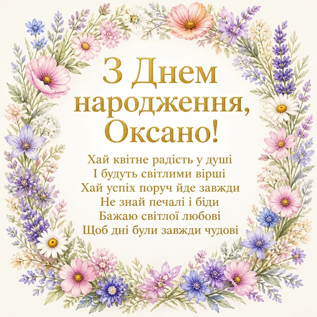 з днем народження оксана