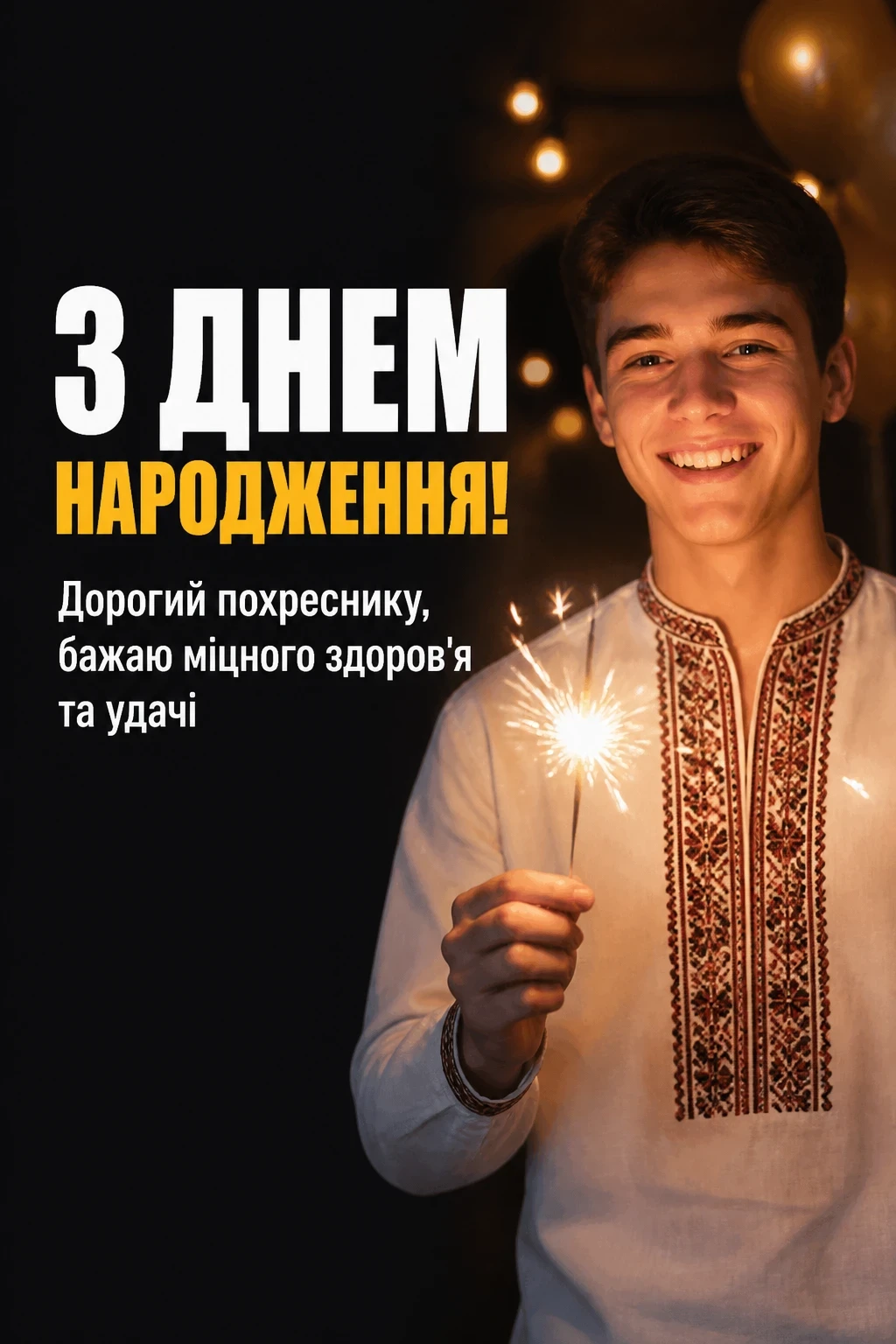 привітання з днем народження похреснику своїми словами