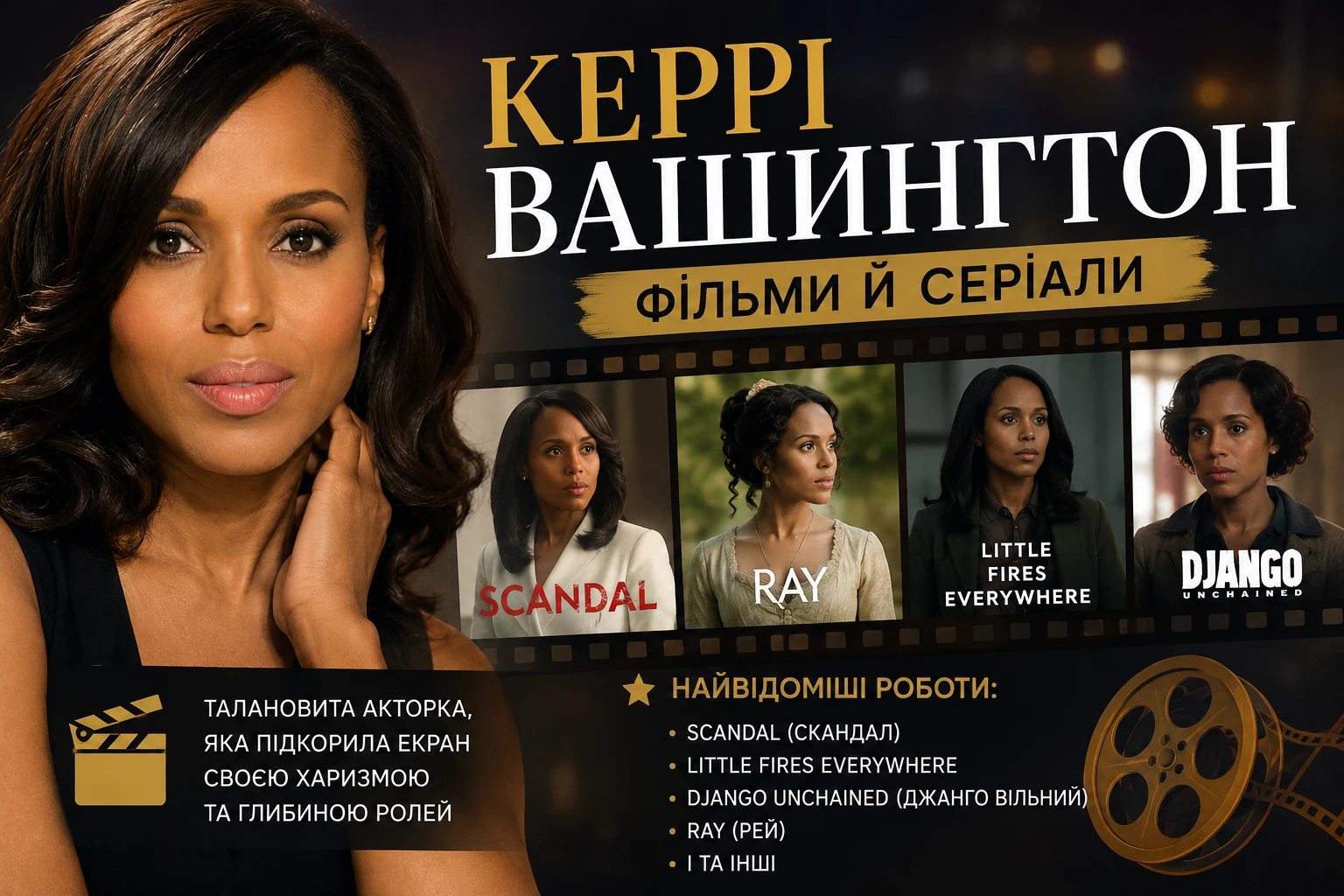 Кращі фільми й серіали з Керрі Вашинґтон для перегляду